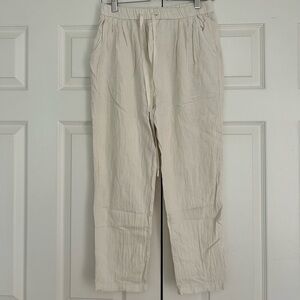 Zara pull on linen pants, ivory - very comfty